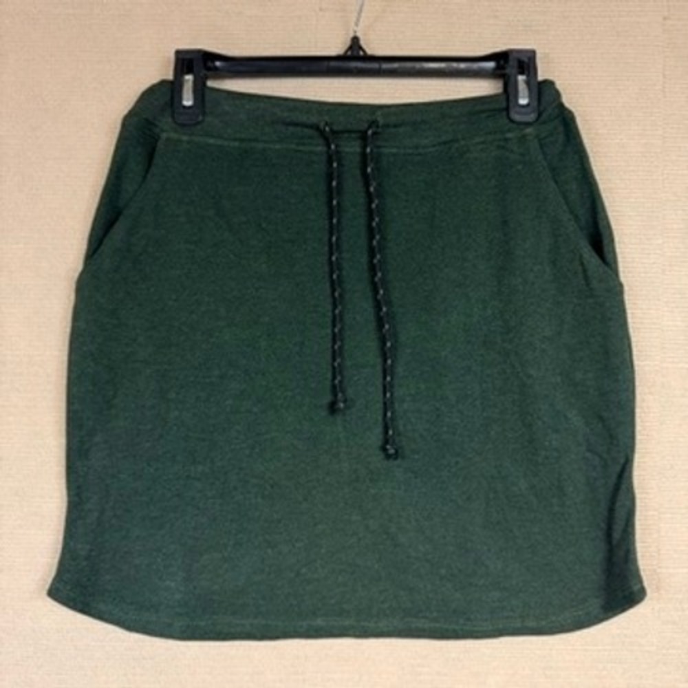 Sundry for Evereve Green Drawstring Pocket Mini Skirt Size 2 M Heathered Knit